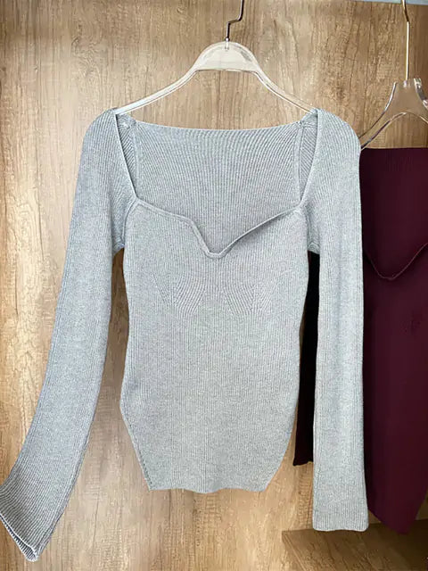 Woman's Long Sleeve Knitted Pullover - GlimmaStyle