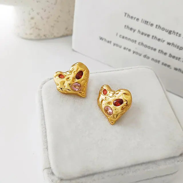 Irregular Heart Stud Earrings - GlimmaStyle