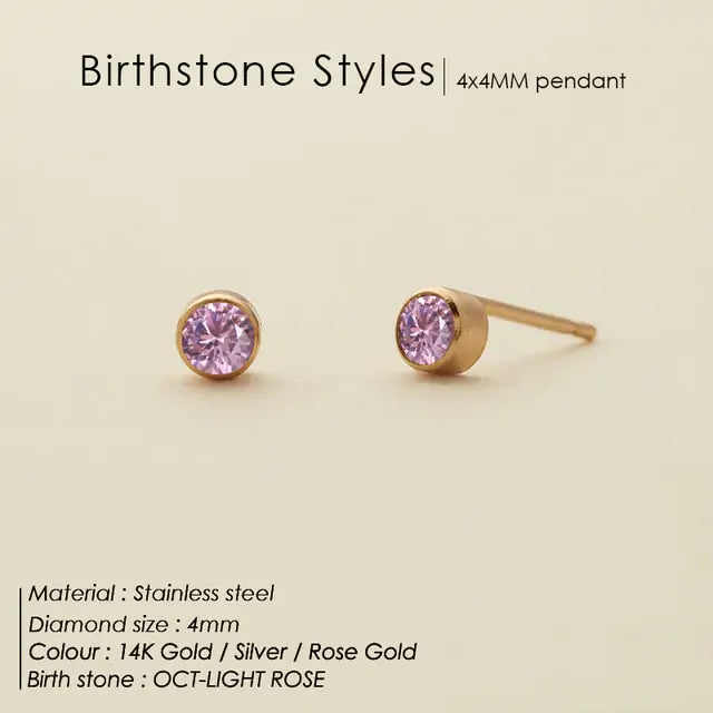 Stainless Steel Birthstone Earrings - GlimmaStyle