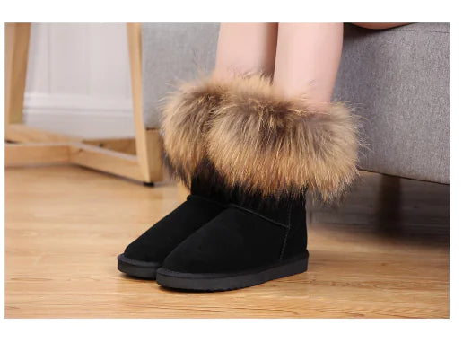 Women's Fox Fur Snow Boots - GlimmaStyle