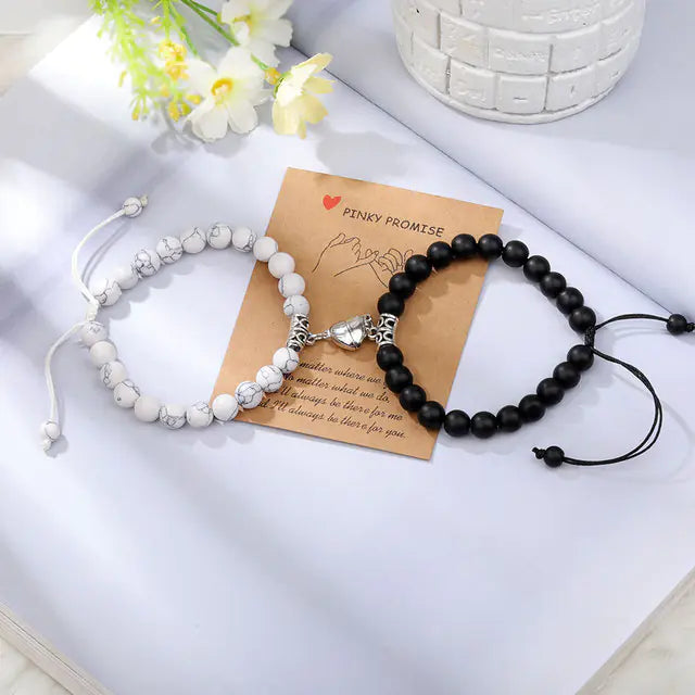 Natural Stone Beads Couple Magnetic Bracelets - GlimmaStyle