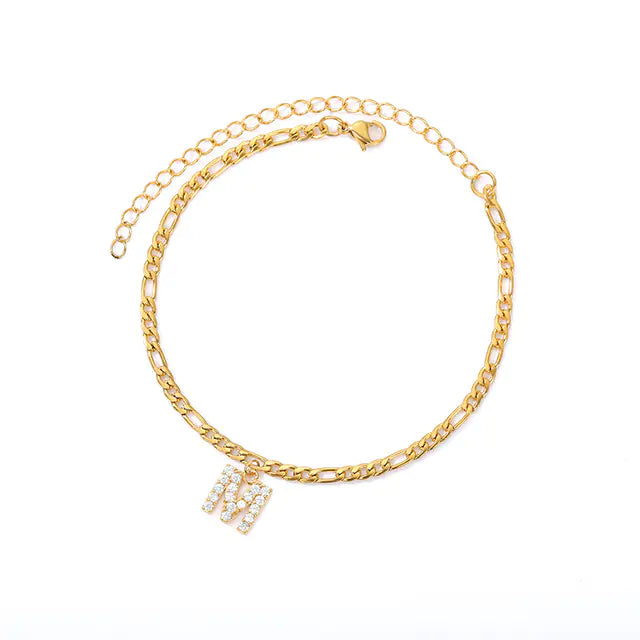 Tiny A-Z Initial Letter Anklets - GlimmaStyle