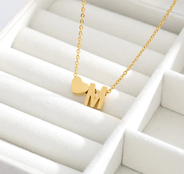 Letter Heart Initial Necklaces - GlimmaStyle