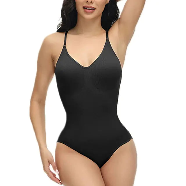 V Neck Spaghetti Strap Bodysuits - GlimmaStyle