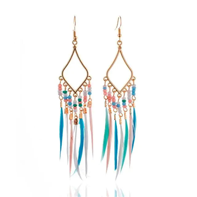 Tassels Feather Earrings - GlimmaStyle