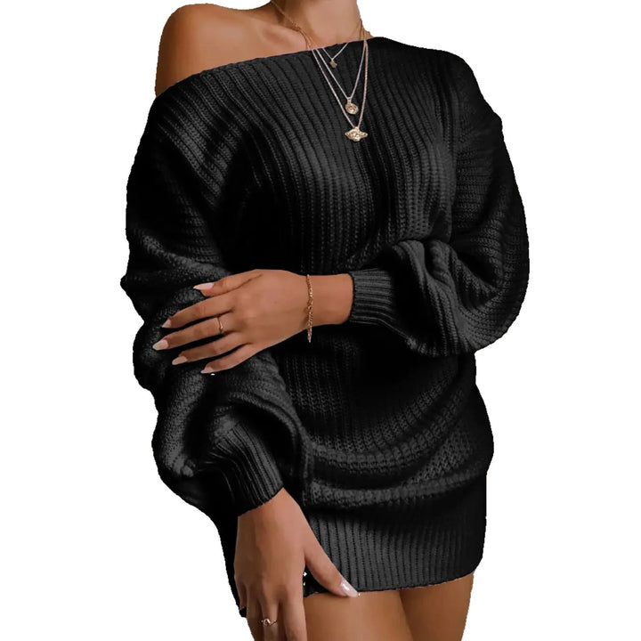 Off-Shoulder Women's Knitted Sweater Dress - GlimmaStyle