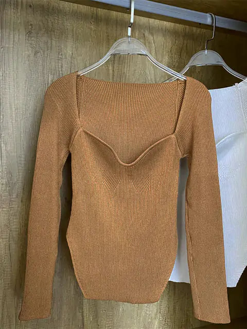 Woman's Long Sleeve Knitted Pullover - GlimmaStyle