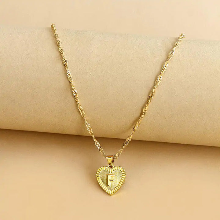 Initial Letter Heart Pendant Necklace - GlimmaStyle