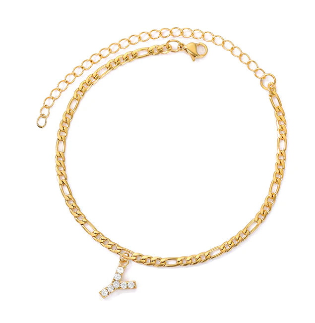 Tiny A-Z Initial Letter Anklets - GlimmaStyle