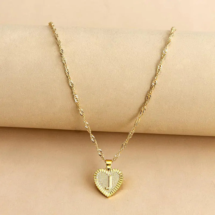 Initial Letter Heart Pendant Necklace - GlimmaStyle