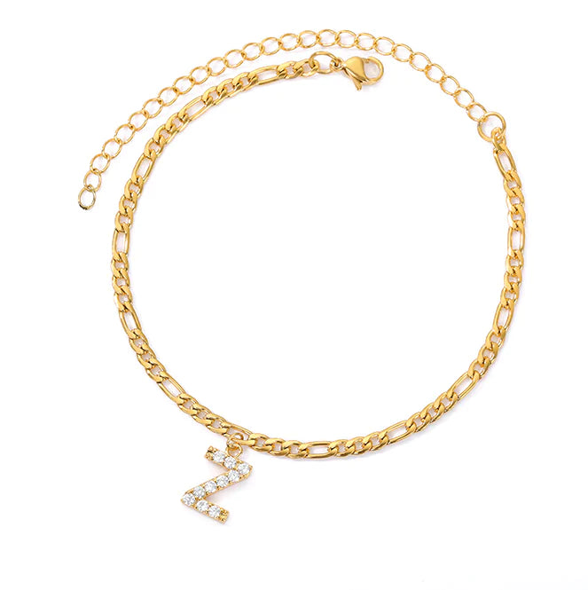 Tiny A-Z Initial Letter Anklets - GlimmaStyle