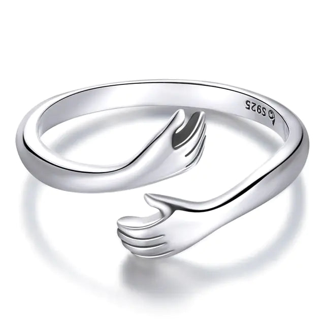 Sterling Silver Embrace Ring Hug - GlimmaStyle