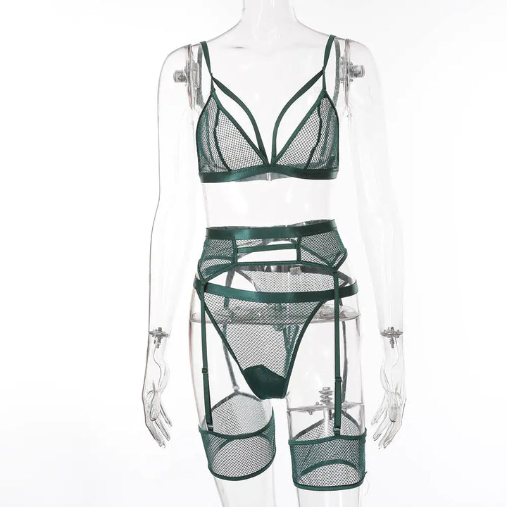 Sexy Five-Piece Set with Garter Holder - GlimmaStyle