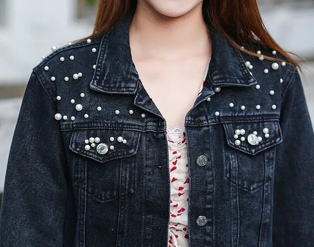 Pearl Casual Denim Jacket for Women - GlimmaStyle