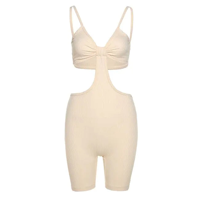 Hollow Out Spaghetti Strap Bodysuits - GlimmaStyle