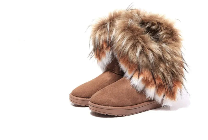 Women's Fox Fur Snow Boots - GlimmaStyle