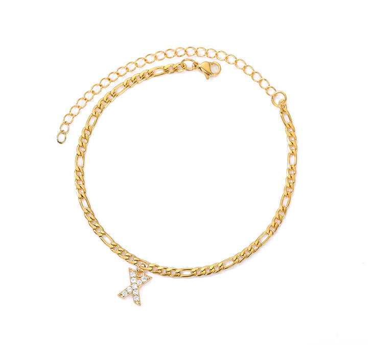 Tiny A-Z Initial Letter Anklets - GlimmaStyle