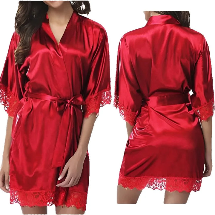 Sexy Kimono Style Silk Robe - GlimmaStyle