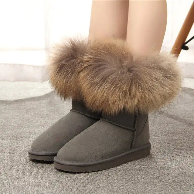 Women's Fox Fur Snow Boots - GlimmaStyle