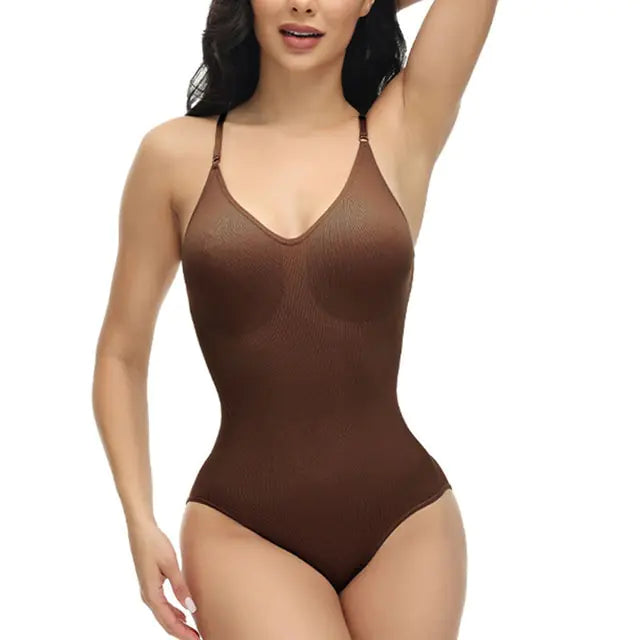 V Neck Spaghetti Strap Bodysuits - GlimmaStyle