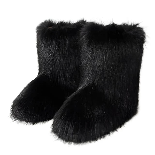 Fluffy Fox Fur Boots - GlimmaStyle