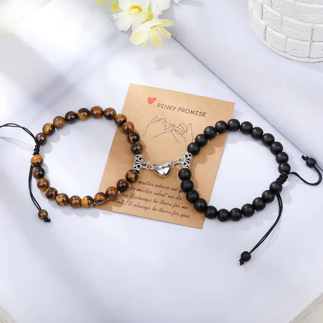 Natural Stone Beads Couple Magnetic Bracelets - GlimmaStyle