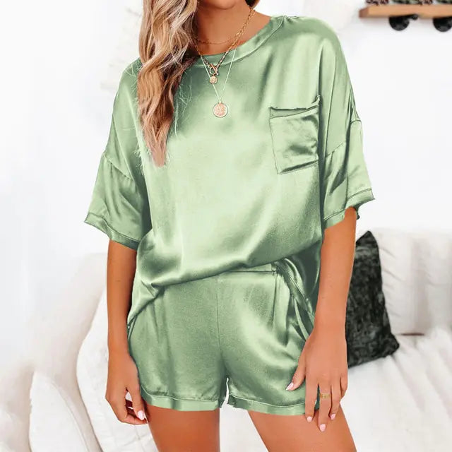 Summer Satin Pajamas Set Women - GlimmaStyle