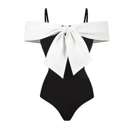 Sexy Bow Design White And Black Playsuits - GlimmaStyle