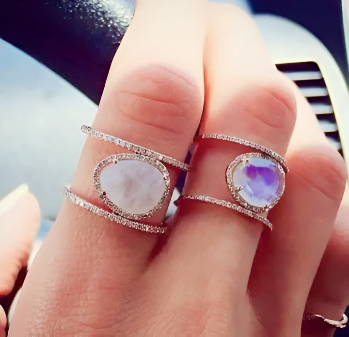 Double Band Moonstone Ring - GlimmaStyle