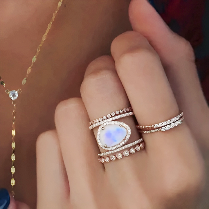 Double Band Moonstone Ring - GlimmaStyle