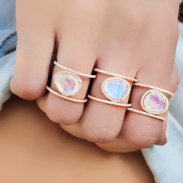 Double Band Moonstone Ring - GlimmaStyle