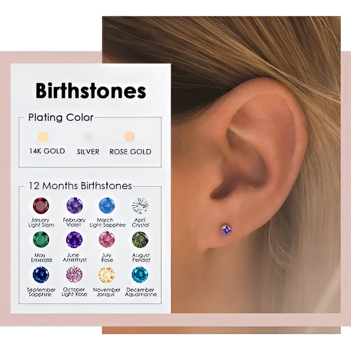 Fashion 12 Colors Crystal Stud Earrings - GlimmaStyle