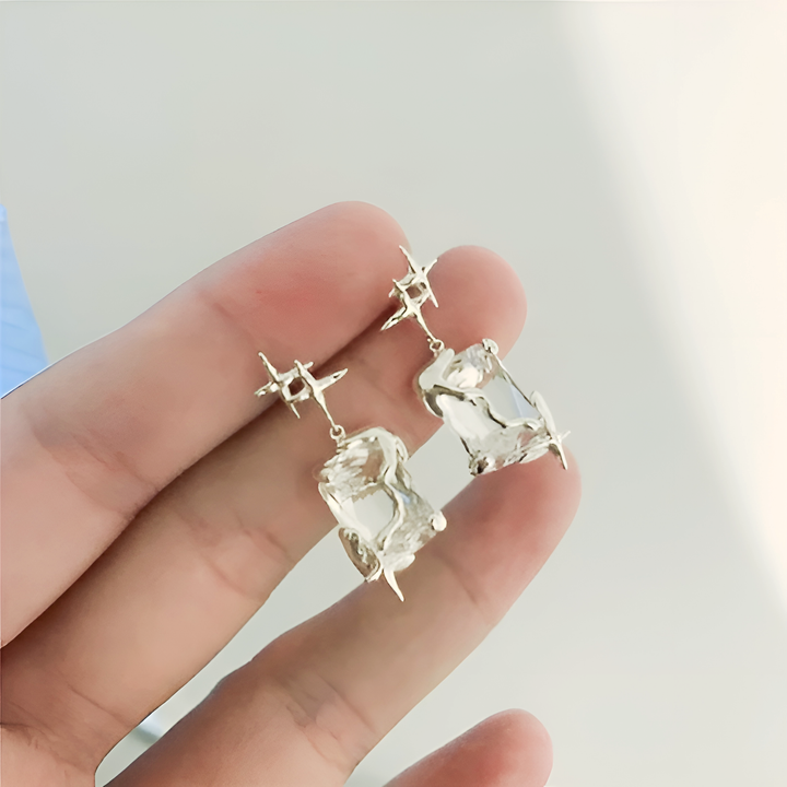 Irregular Silver Color Square Earrings - GlimmaStyle