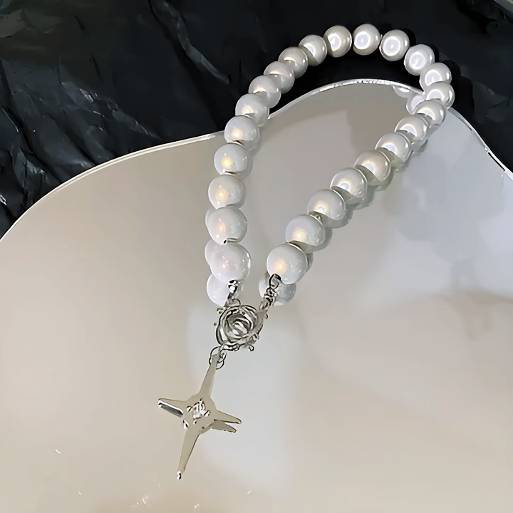 Luminous Beads Pearl Cross Necklace - GlimmaStyle