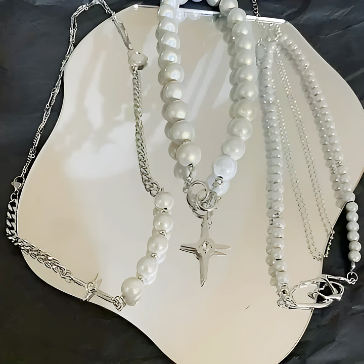 Luminous Beads Pearl Cross Necklace - GlimmaStyle