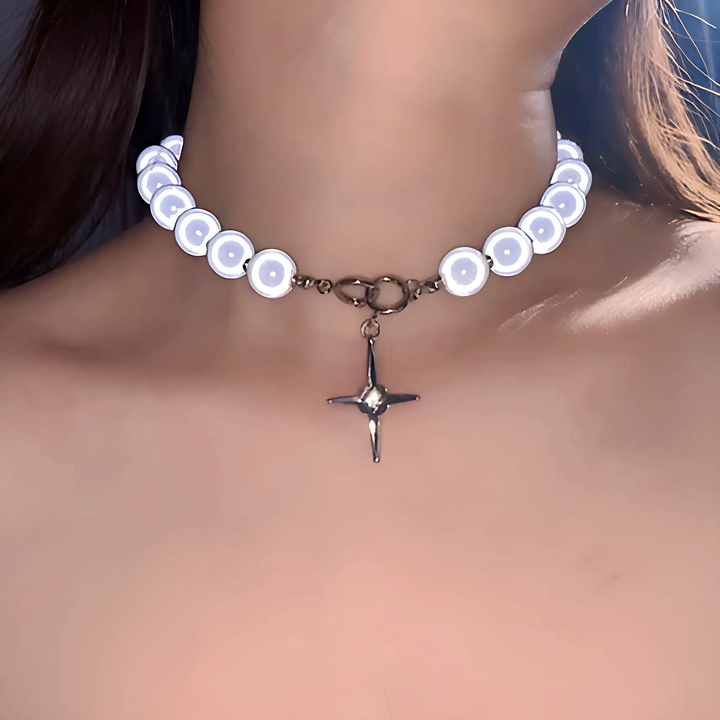 Luminous Beads Pearl Cross Necklace - GlimmaStyle