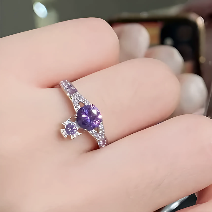 Luxury Purple Zircon Ring Crystal - GlimmaStyle