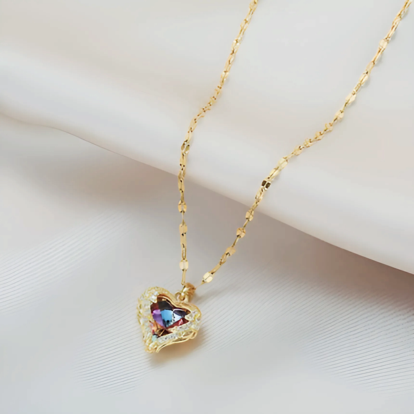 Ocean Heart Crystal Necklace - GlimmaStyle