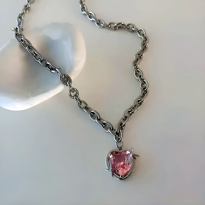 Peach Heart Pendant Necklace - GlimmaStyle