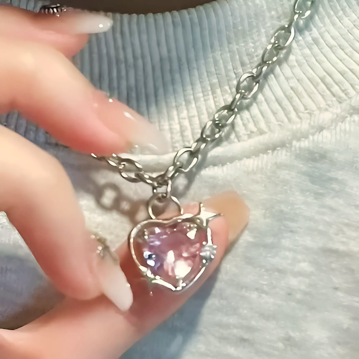 Peach Heart Pendant Necklace - GlimmaStyle