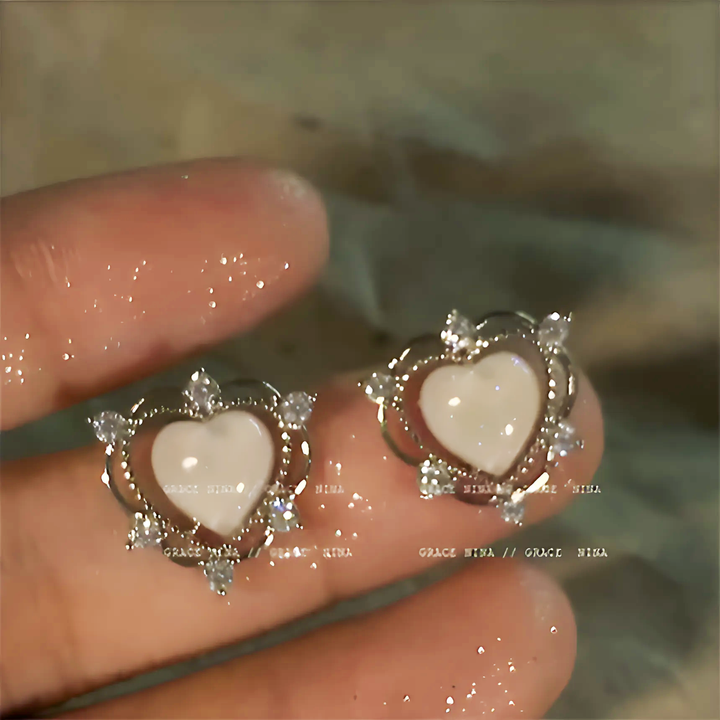 Peach Heart Stud Earrings - GlimmaStyle