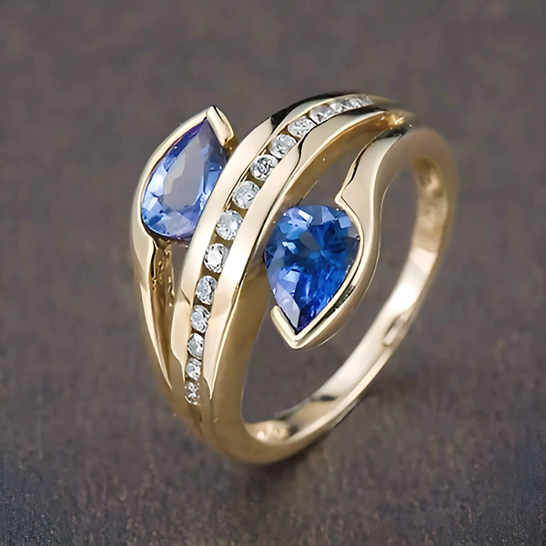 Personality Trendy Gold Filling Blue Stone Ring - GlimmaStyle