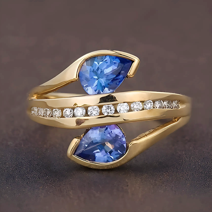 Personality Trendy Gold Filling Blue Stone Ring - GlimmaStyle