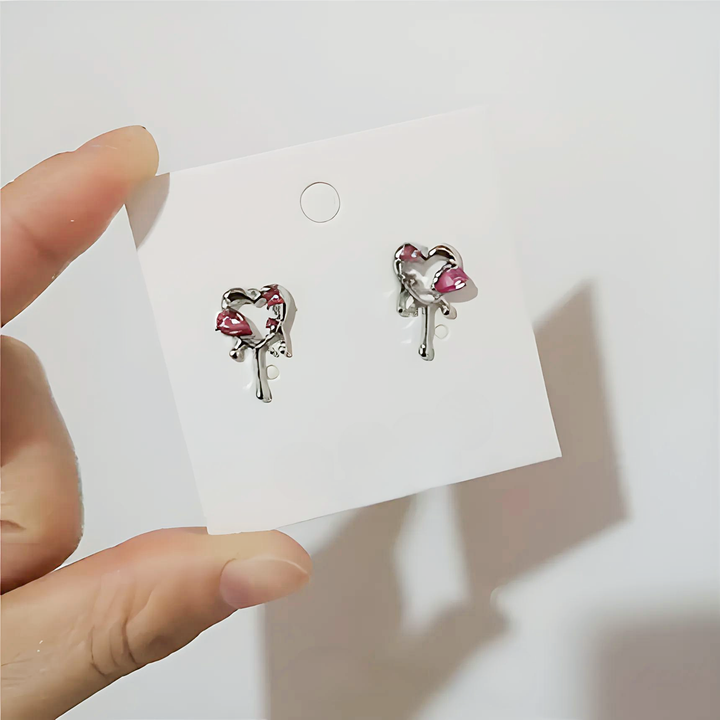 Pink Crystal Zircon Heart Earrings - GlimmaStyle