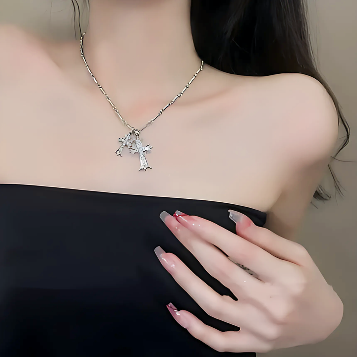 Retro Cross Zircon Necklace - GlimmaStyle