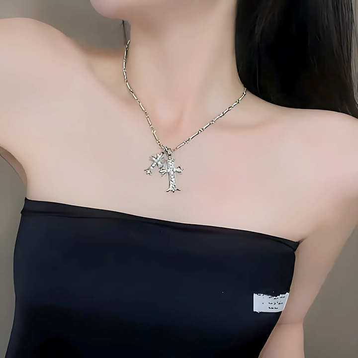 Retro Cross Zircon Necklace - GlimmaStyle