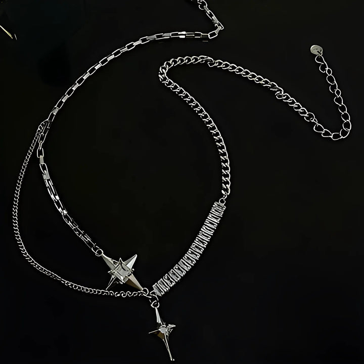 Shiny Rhinestone Star Cross Necklace - GlimmaStyle