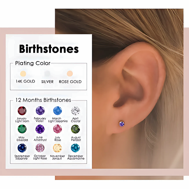 Stainless Steel Birthstone Earrings - GlimmaStyle