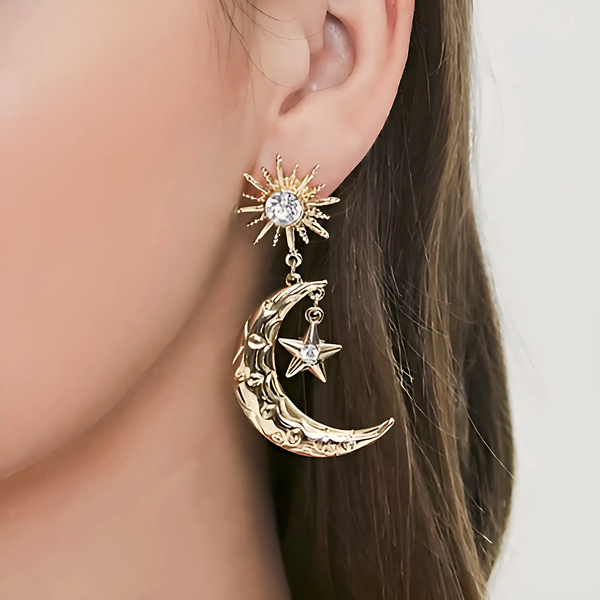 Star and Moon Drop Earrings - GlimmaStyle