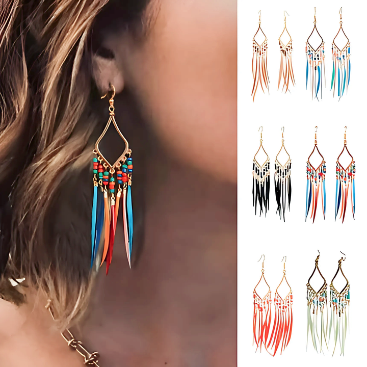 Tassels Feather Earrings - GlimmaStyle